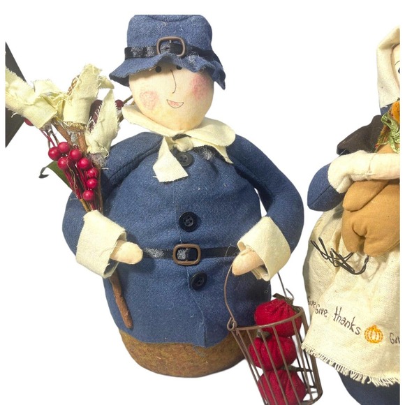 Fall Decor Farmhouse Stuffed Standing Colonial Women Thanksgiving People Turkey - Picture 4 of 11